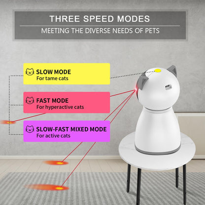 Automatic laser toy for indoor cats featuring multiple speed control buttons.