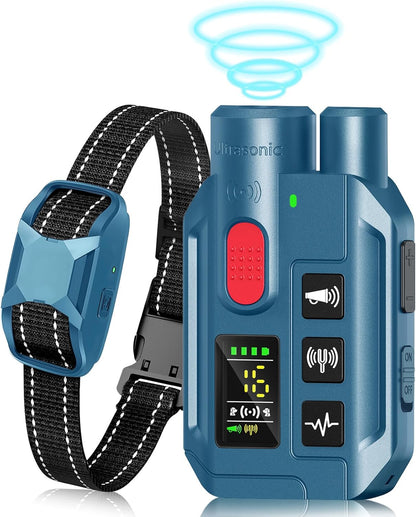 Gomehone dog shock collar with remote blue front view