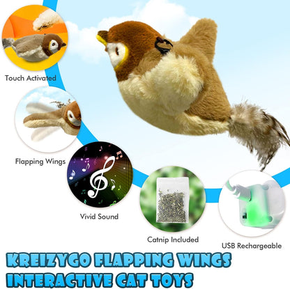 KreizyGo sparrow toy showing realistic plush wing design