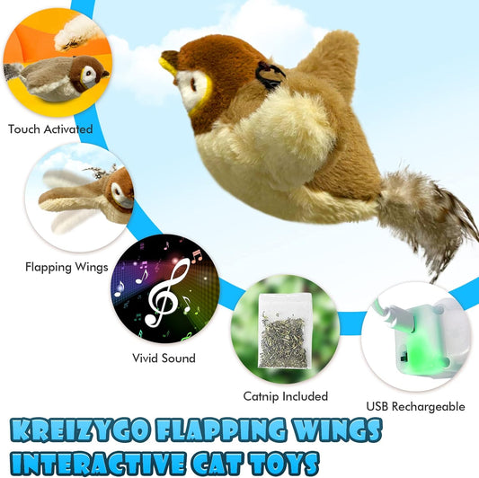 KreizyGo sparrow toy showing realistic plush wing design
