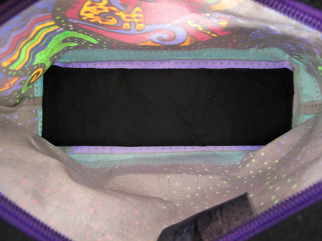 Zeckos Laurel Burch dog print canvas purse with zipper detail