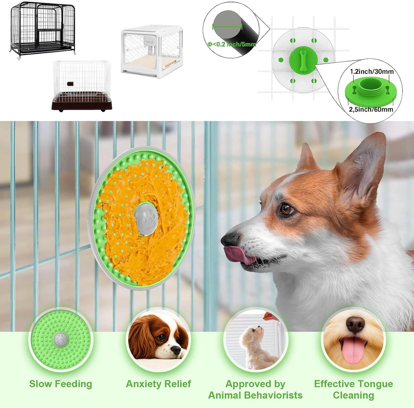 Side profile of Lalolee dog slow feeder showing cage attachment