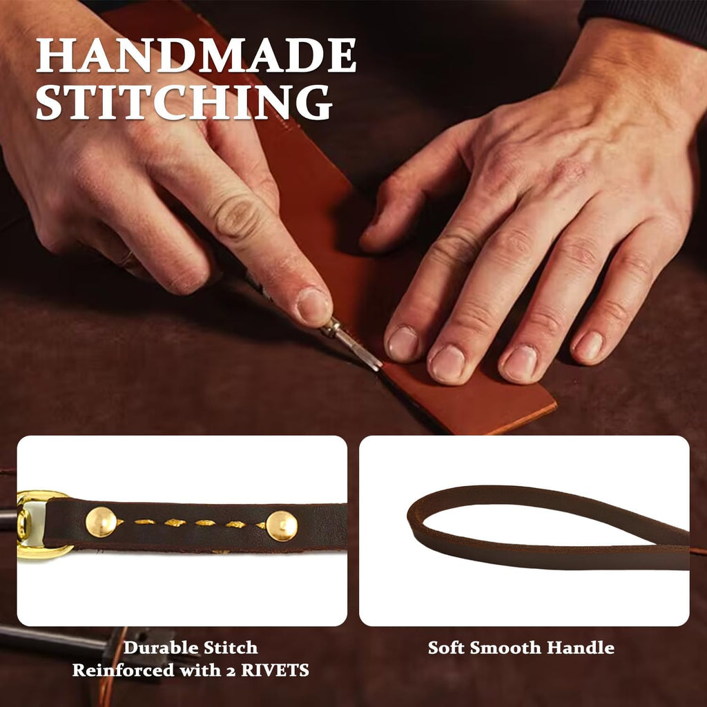 Leadfar leather dog training lead close up of 360 degree rotating copper hook