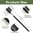 Close-up of the rounded stainless steel teeth on the pet tear stain remover brush.