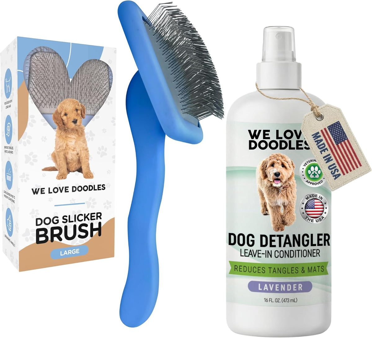 Slicker Brush for Dogs, Dog Grooming Supplies - Best Doodle & Poodle Brush for Haired Dogs - Goldendoodle Pin Detangler for Dematting (Large) - Image 13