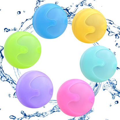 QETRABONE reusable water balloons front view of six multi-colored silicone splash balls