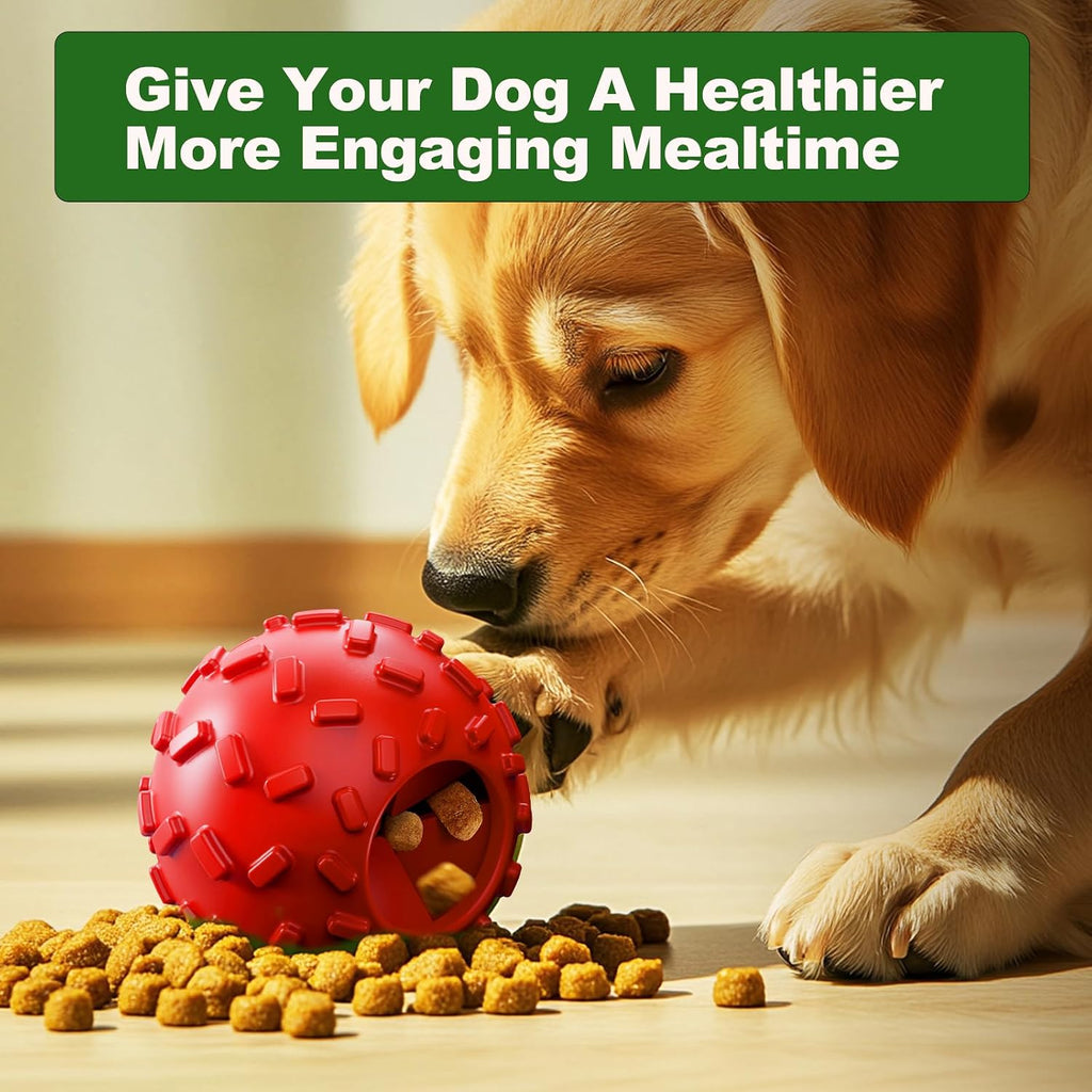 Small puppy playing with Zhierde treat dispensing ball indoors