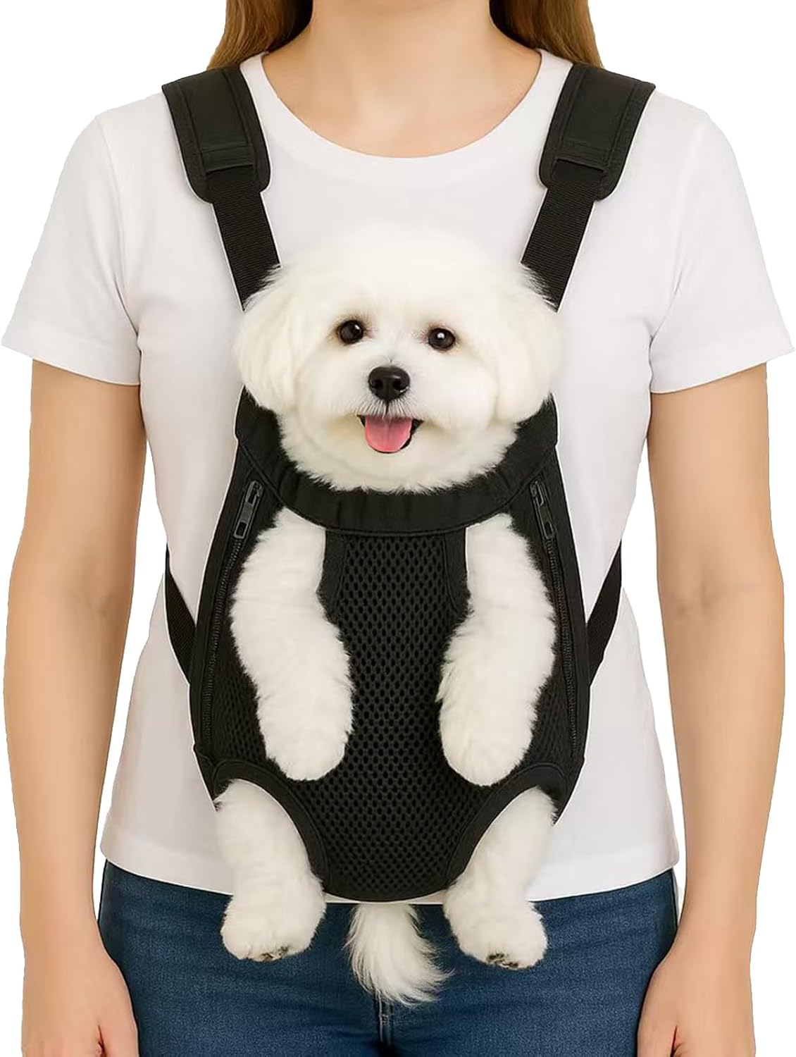 Mosago dog backpack carrier black front view for small dogs