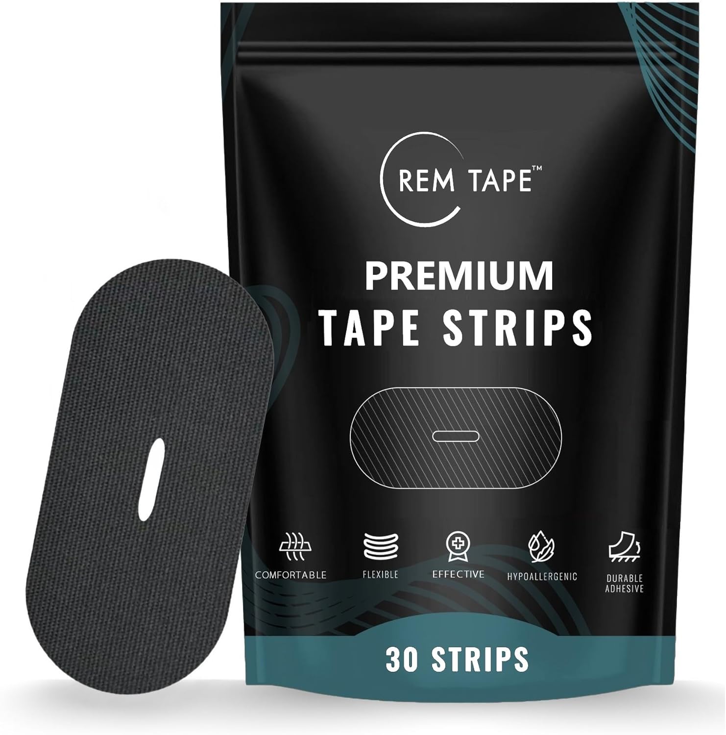 REM Tape Premium Stretchy Mouth Tape front view packaging for snoring relief