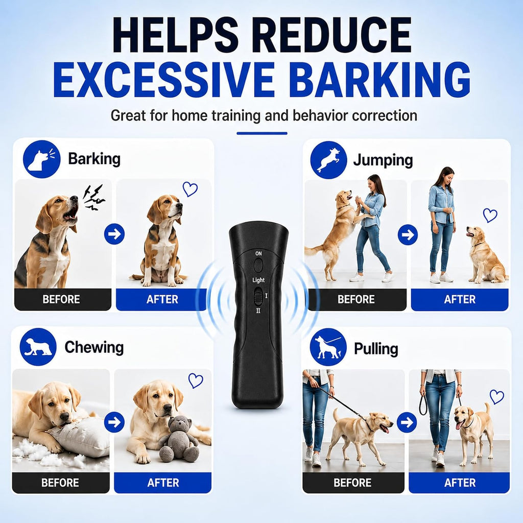 Pet training device with LED flashlight active