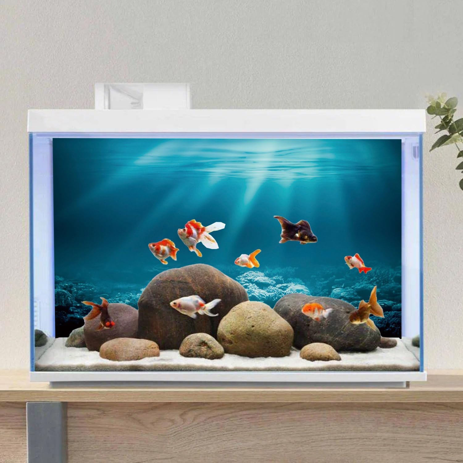 Detailed close up of the thick waterproof vinyl fabric material used for aquarium decorations.