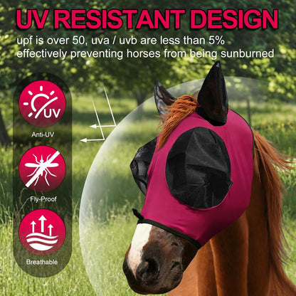 Youven equine fly mask showing forelock opening design