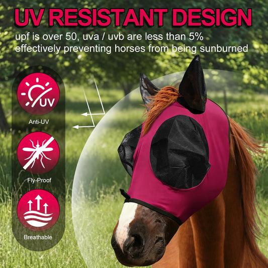 Youven equine fly mask showing forelock opening design