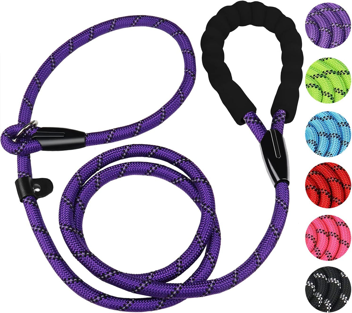 Dog Leash, 6 FT Heavy Duty Dog Leashes, Durable Premium Quality Strong Rope Slip Leash with Comfortable Padded Handle and Highly Reflective Threads for Small Medium and Large Dogs. (Black) - Image 13