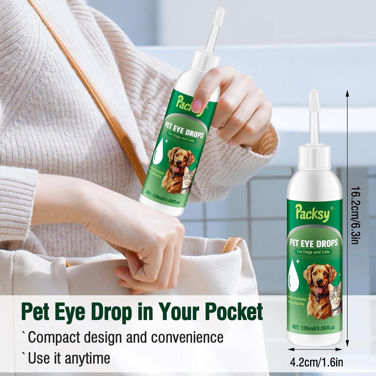 Premium imported pet eye cleaner solution for all breeds and sizes.