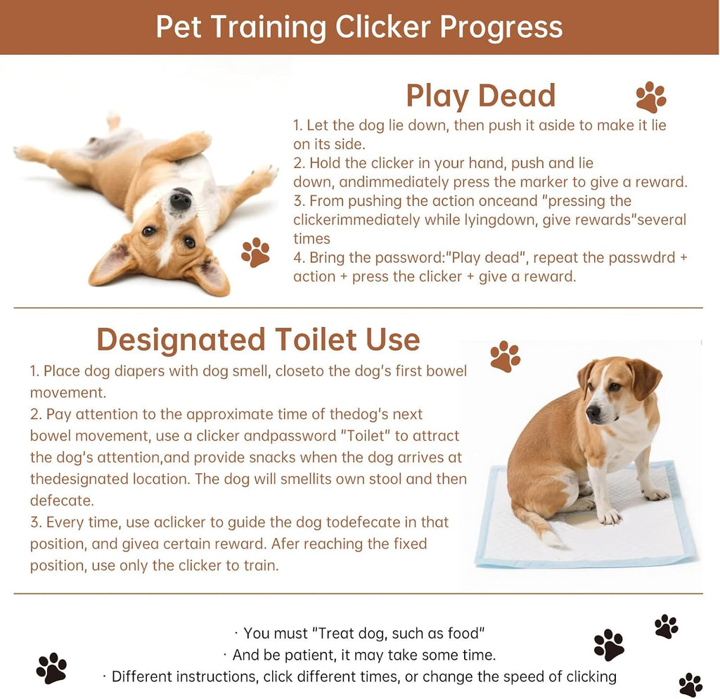 Ergonomic behavior helper clicker being pressed to teach a dog how to sit