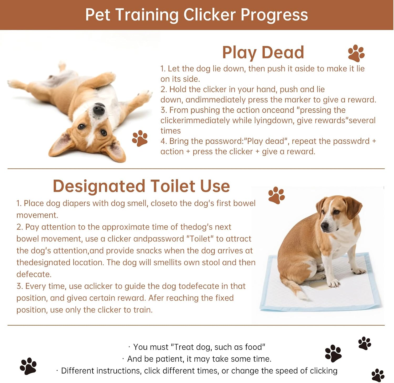 Ergonomic behavior helper clicker being pressed to teach a dog how to sit