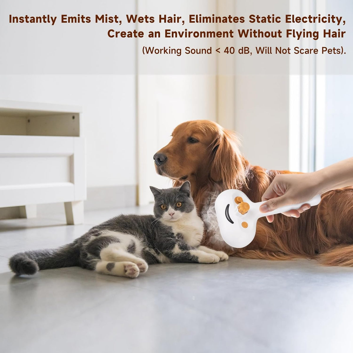 Pet Steam Brush for Dog & Cat - 3-in-1 Spray Hair Removal Comb for Shedding & Grooming, Softens Fur & Reduces Static - Water Brush for Long & Short Coats, Bath-Hating Pets, Includes Waterless Shampoo - Image 9