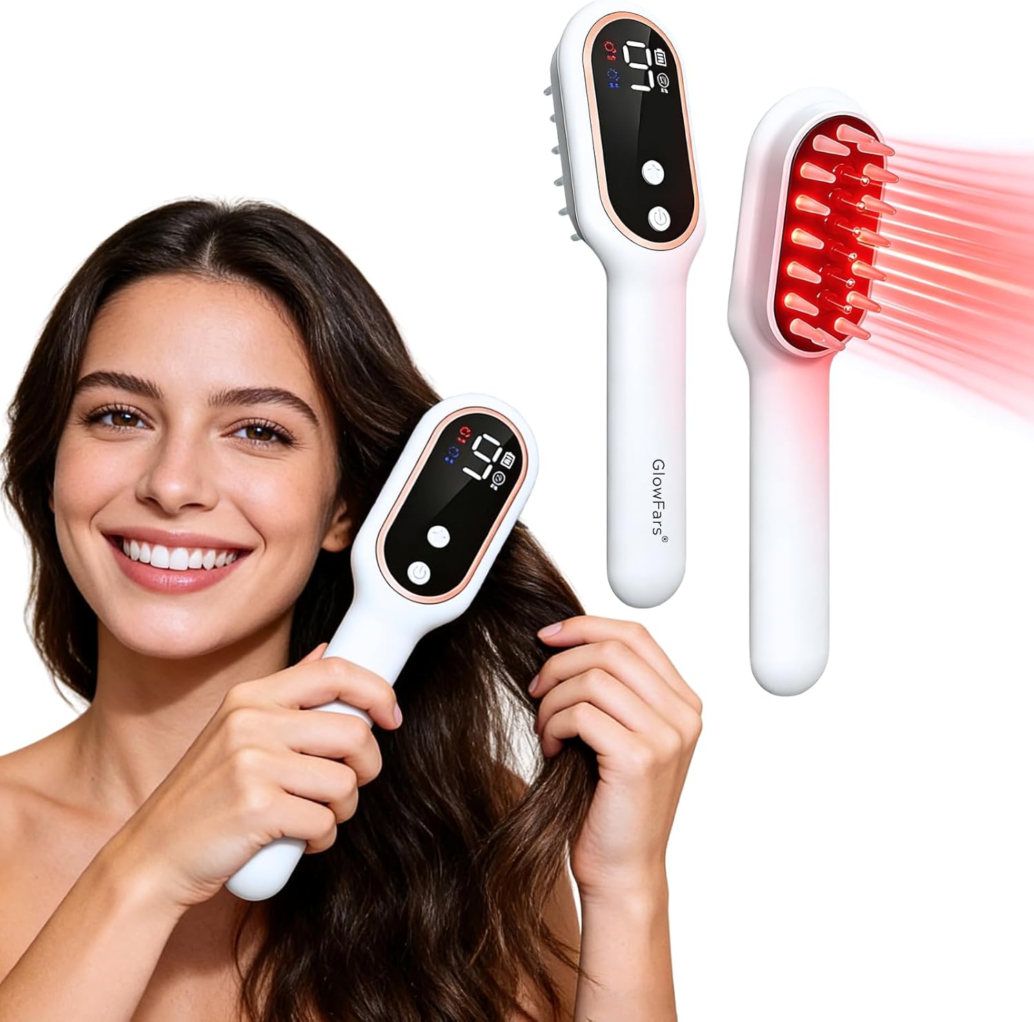 Abhsant red light therapy hair growth comb front view