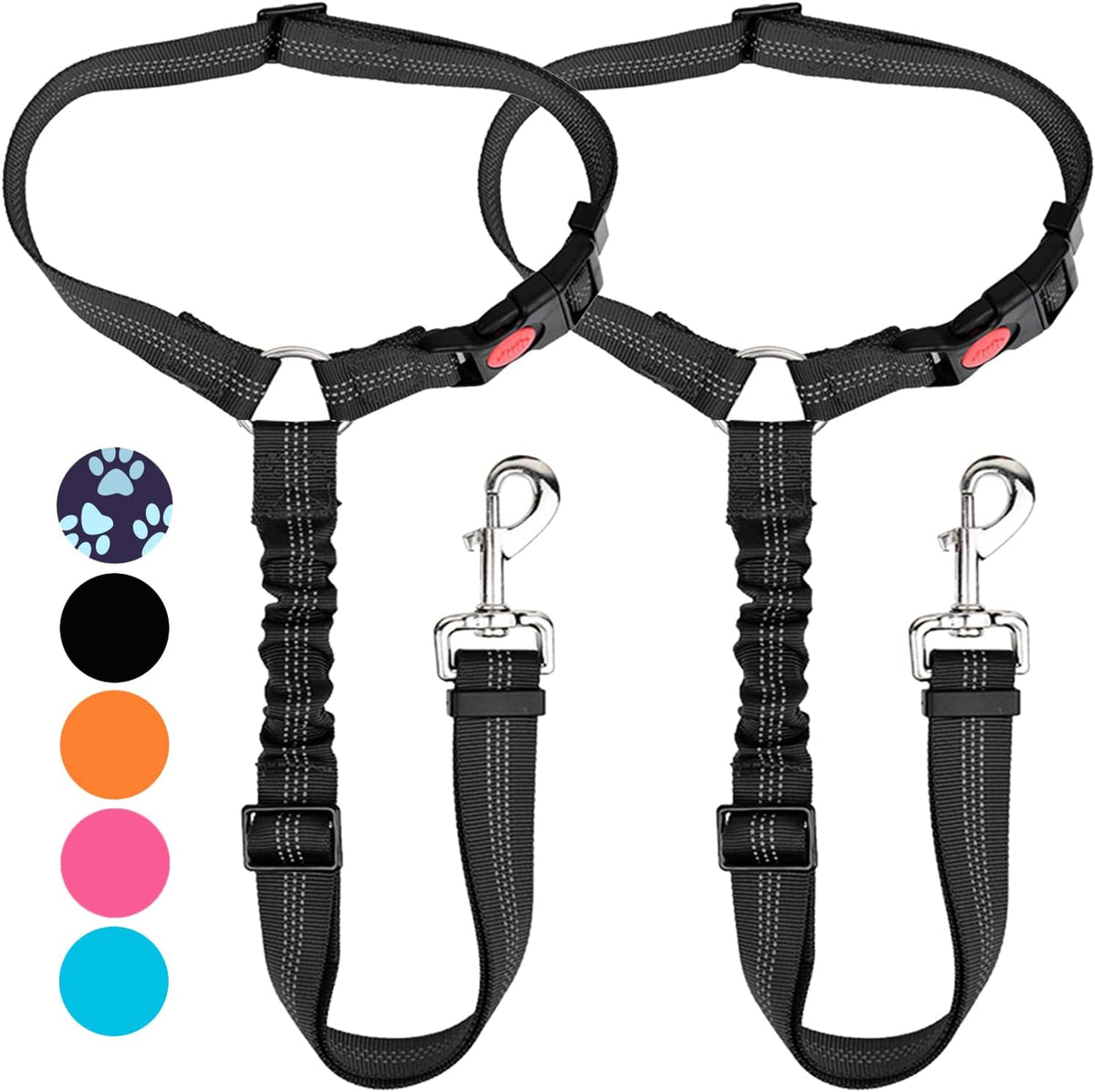 Lukovee Dog Car Seat Belt, 2 Pack Headrest Restraint Seatbelt, Adjustable Pet Safety Leads with Reflective Elastic Bungee for Dog Harness Collar Travel Daily Use (Fluorescent Pink,Headrest) - Image 10