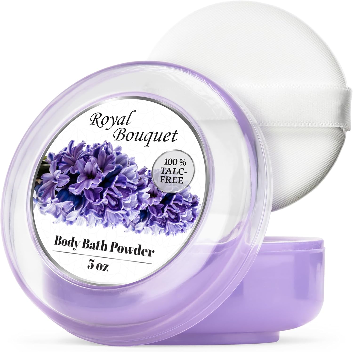 R-NEU Body Powder For Women front view showcasing the Royal Bouquet container and luxury packaging.