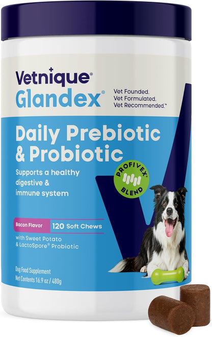 Vetnique Glandex Dog Probiotic Chews, Daily Probiotics for Dogs 5 Strains, Prebiotics & Digestive Enzymes for Gut & Immune Health, Vet Formulated for Occasional Diarrhea (60ct Chews, Probiotic Chews) - Image 10