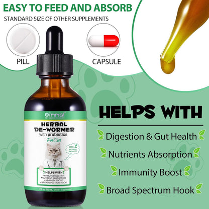 Accio imported USA cat gut health natural drops packaging detail.