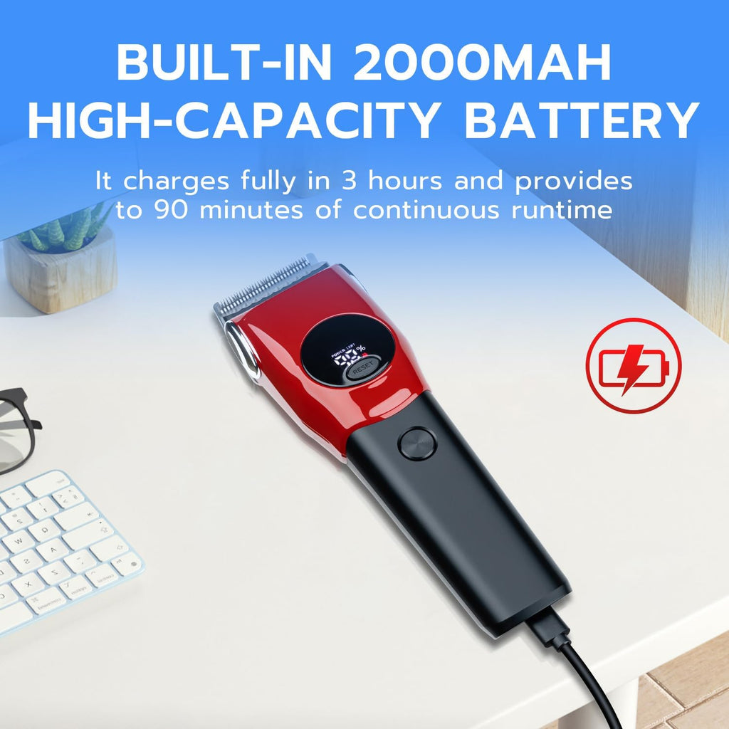 Mcbazel rechargeable dog grooming kit showing the built-in LED safety light