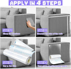 Invisible adhesive guard applied to fabric sofa side