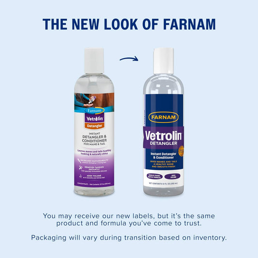 Farnam Vetrolin Horse Detangler liquid concentrate for mane and tail grooming