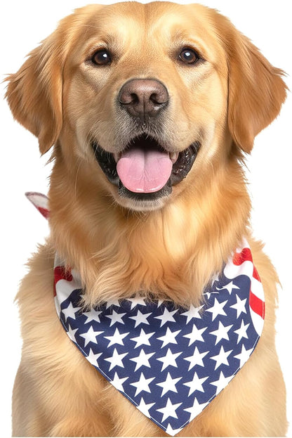 Costume Adventure American Flag Dog Bandana front view on a golden retriever dog