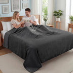 LOOBANI Waterproof Blanket Queen King Size, 80" x 80" Water Proof and Stain Resistant Blankets for Bed, Couch, Reversible Flannel Sherpa Fleece Blanket, Pet-Friendly - Grey - Image 12