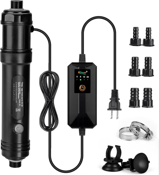 Hygger 9W aquarium UV light front view showing the protective shield and touch controller