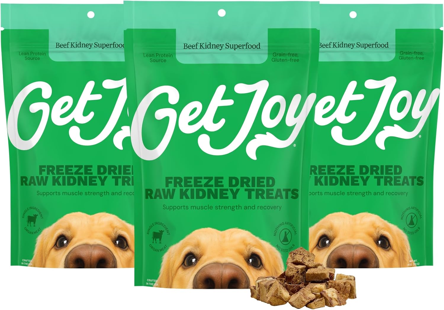 Get Joy four ounce bag premium high protein raw dog food topper