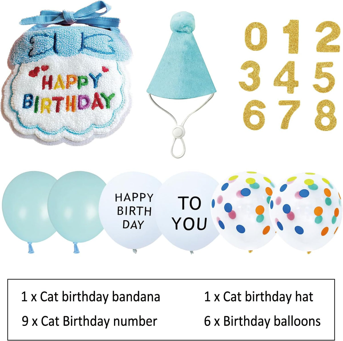 Customizable cat party hat with number 0-9