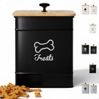 Dog Treat Container Airtight Set of 2 - 8x6 & 7x5 inch Iron Dog Treat Jars for Kitchen Counter with Airtight Bamboo Lids - 20 Cup Capacity Pet Treat Container Set - Doggie Cookie Jar - Treats Canister - Image 10