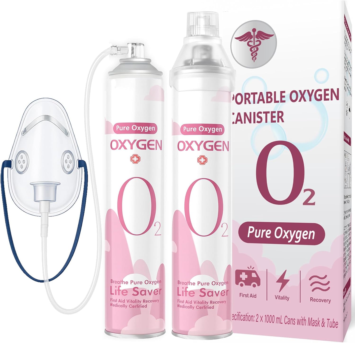OXY99 Portable Oxygen Canister front view for high altitude support.