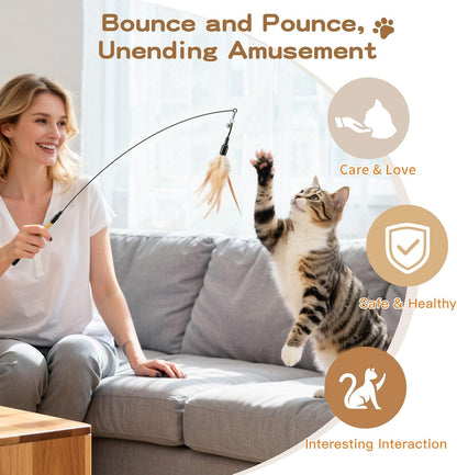 Pawaboo interactive cat wand with natural bird feathers