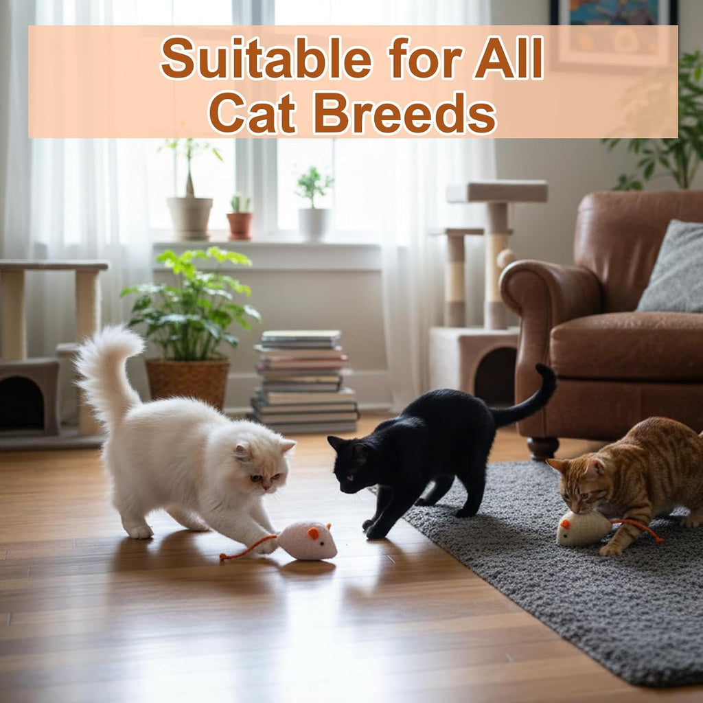 Indoor cat playing with the ergonomic premium catnip plush mouse