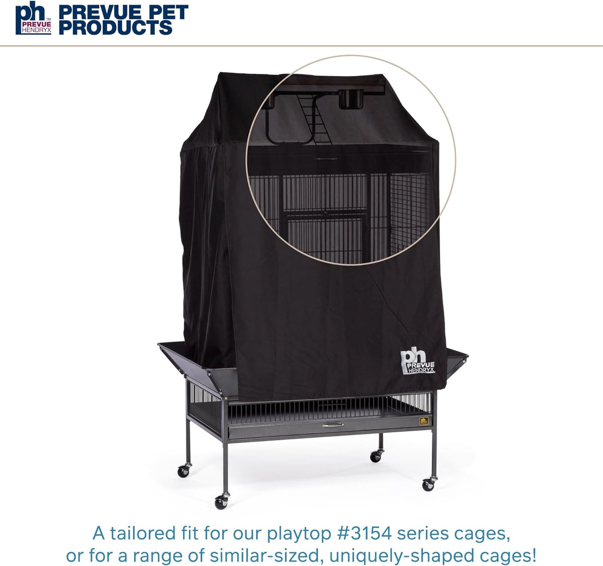 Top view of Prevue Pet Products bird cage drape showing handle access
