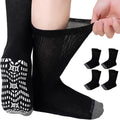 CaiDieNu non slip diabetic socks front view showcasing the black crew length design