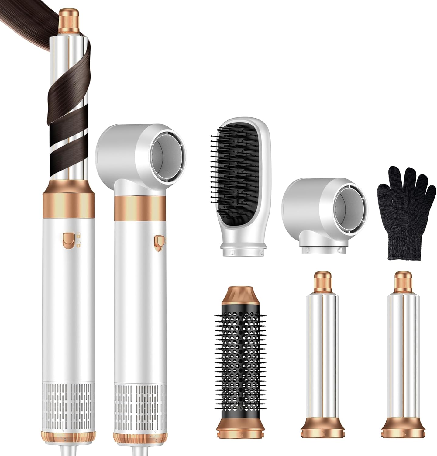 OKWRAP 5 in 1 hair dryer brush front view showcasing the main power handle and premium finish.