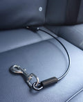 Leash Boss black no-chew steel dog car seat belt restraint front view