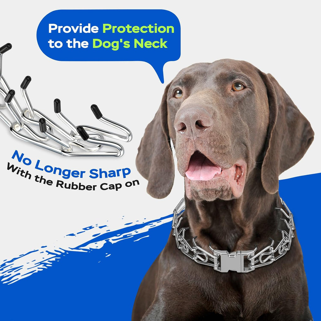 Toptakeit training collar with blunt prongs protecting dog trachea.