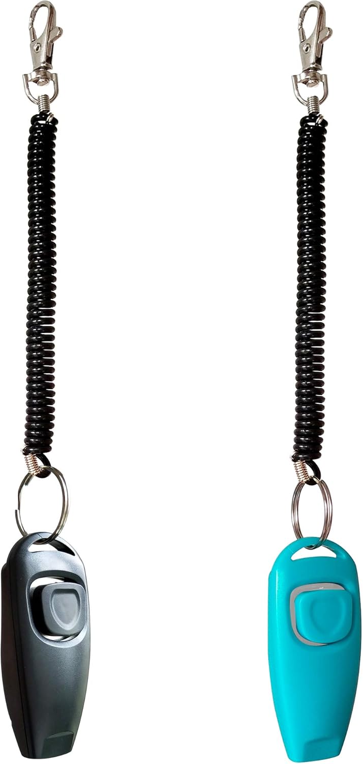 Close up view of the easy press large button on the HoAoOo pet training whistle.