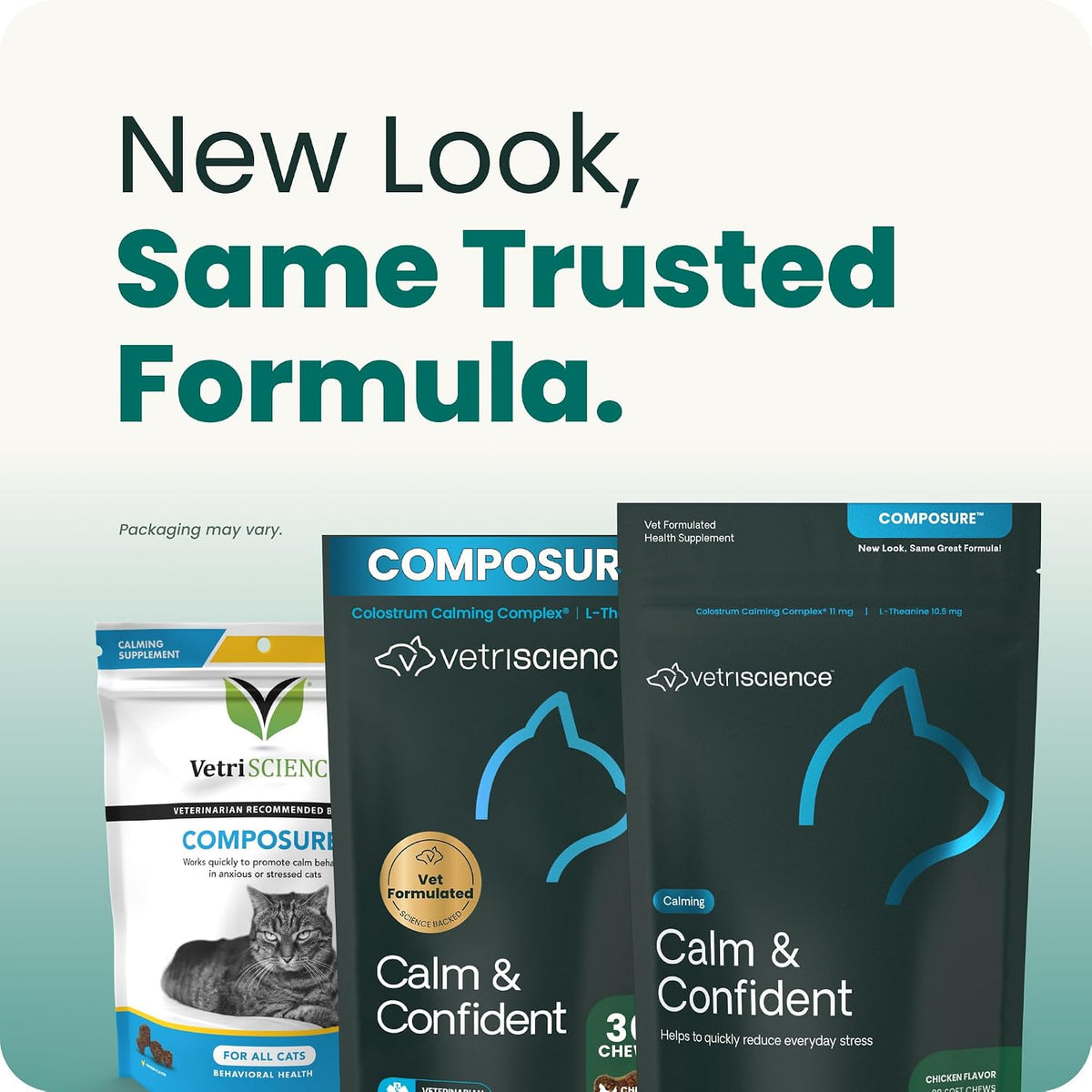 VetriScience calm and confident feline wellness supplement label details