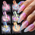 Sutozmiwe chameleon nail glitter flakes front view showing six jars