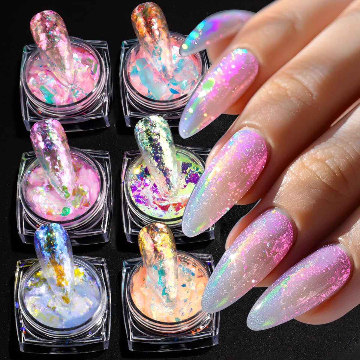 Sutozmiwe chameleon nail glitter flakes kit front view