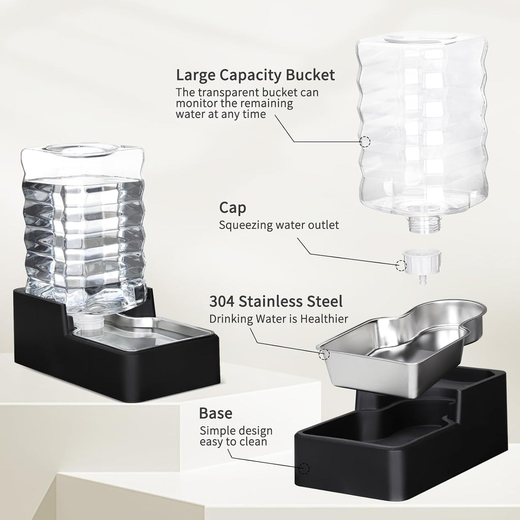 Large capacity gravity fed dog water station for multi pet households
