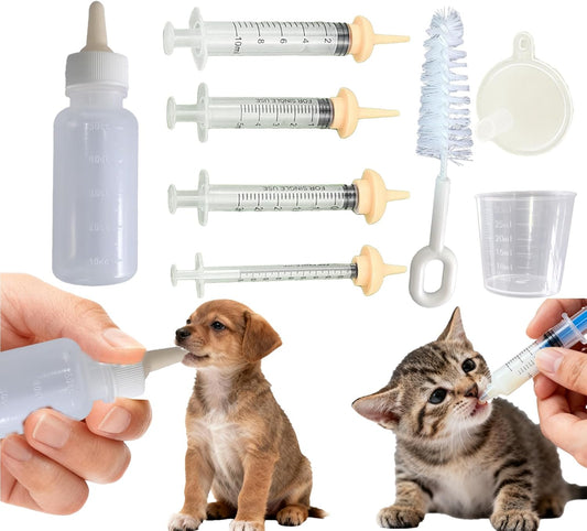 Vwvk kitten bottle feeding kit front view complete newborn pet nursing set with syringes
